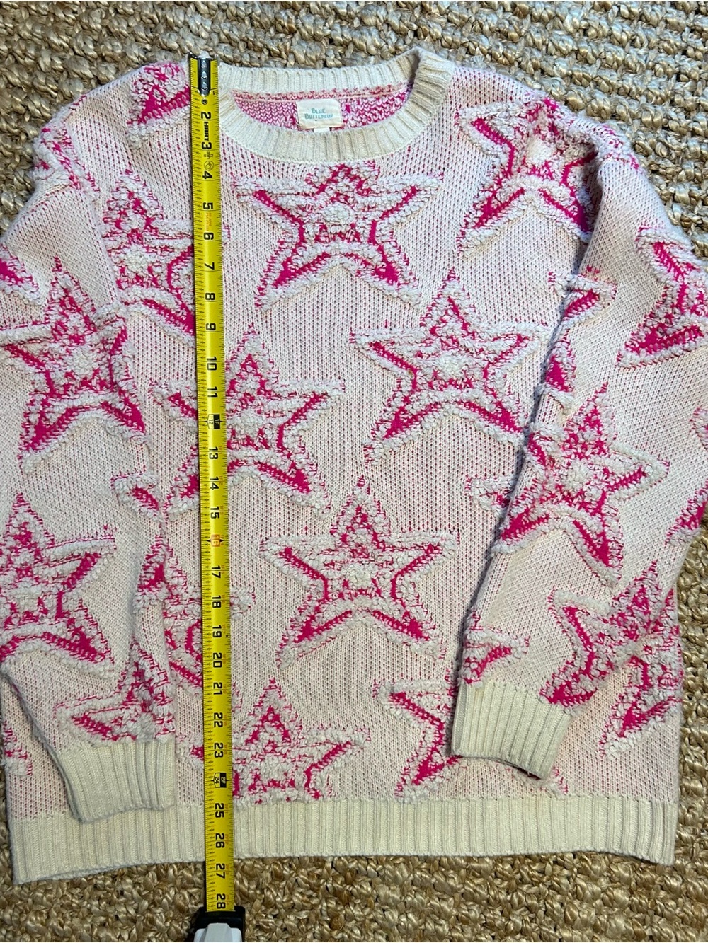 Blue Buttercup Women’s Crewneck Star Pattern Sweater - Pink
